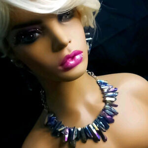 NWT Rainbow Iridescent Multicolor Stone Necklace